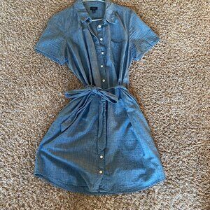 J Crew Denim Tie Waist Shirt Dress
